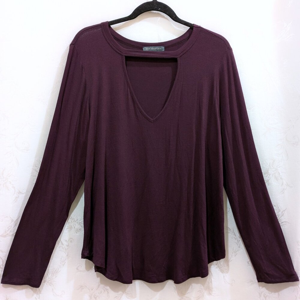 Vintage Y2K Keyhole Neck Long Sleeve Shirt 1X Soft Grunge Baddie Dressy Purple